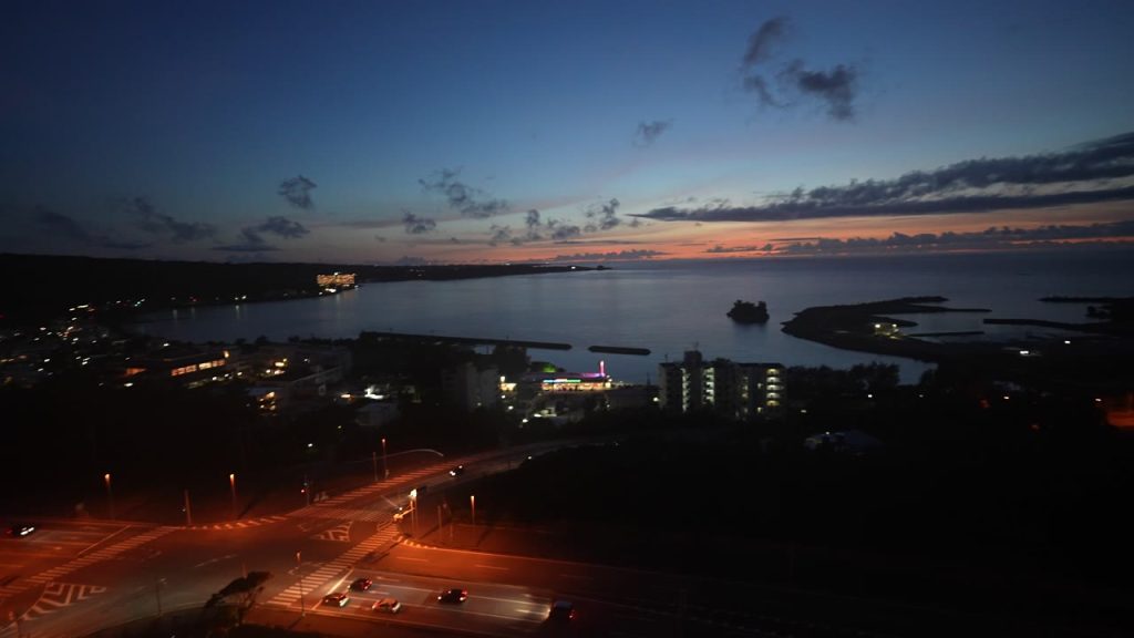 客室から見た夕焼け